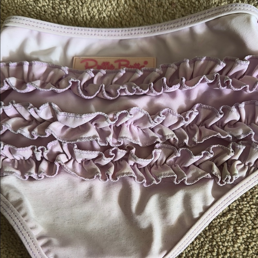 Ruffle Butts Pink and Yellow Rashguard Swim Set - Picture 2 of 5